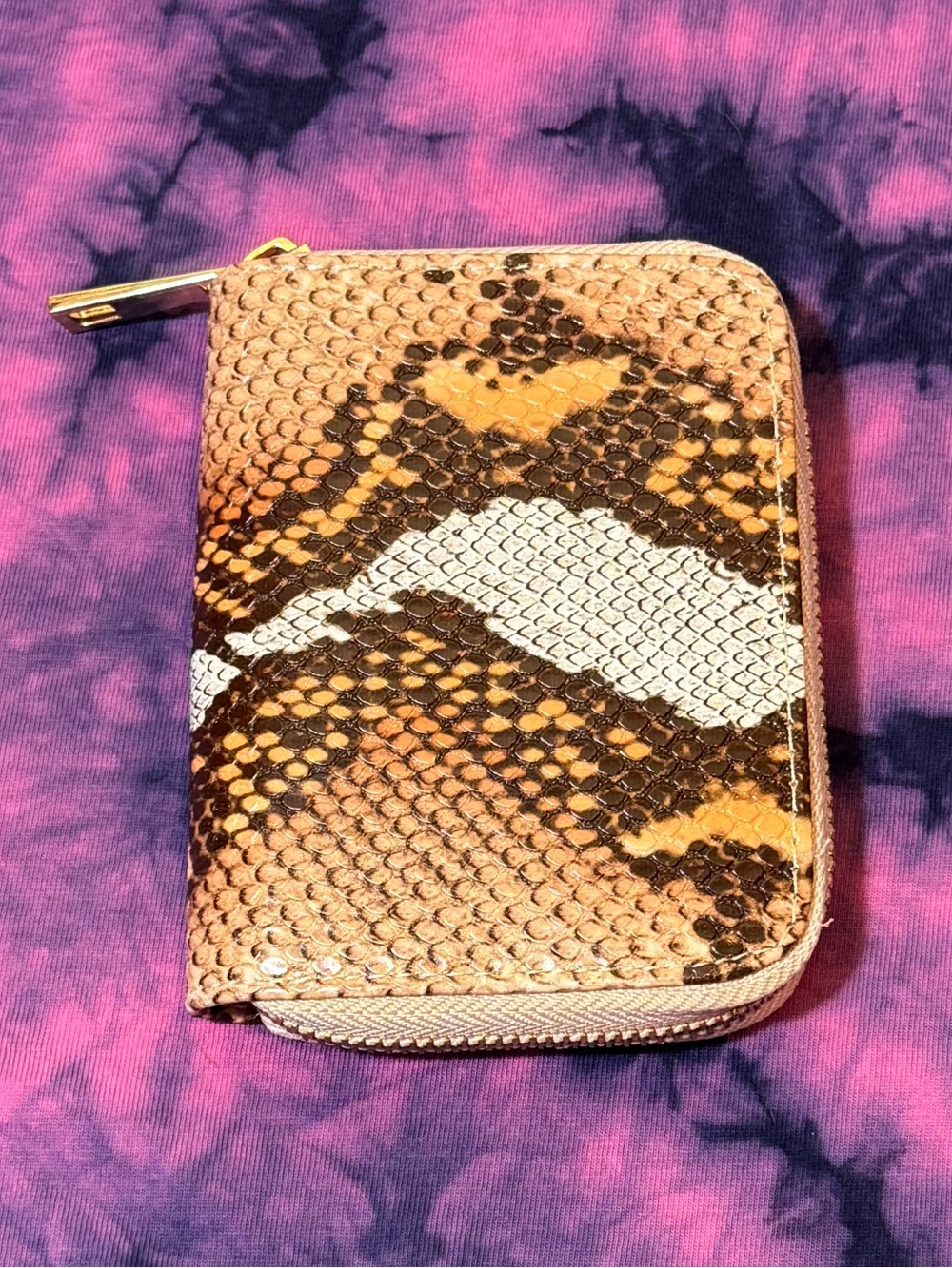 a new day Brown Snake-Print Zip Card Wallet